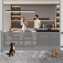 Huafly 138 Inch Retractable Baby Gates Extra Wide for Large Openings, Child Gates, Safety Gates, Extra Long Dog Gates on Doorways, Stairs, Outdoor, Indoor (Gray, 138 Inch)