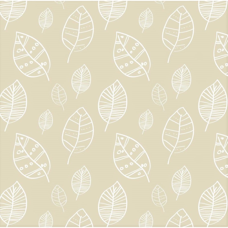 Oilcloth Tablecloth Washable Round 140 cm Leaves Beige