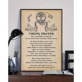 Retro Aluminium Metal Tin Sign Viking Prayer Signs Home Decor Wall Art Plaque Tin Warning Sign 12×8 Inch Decorative Sign