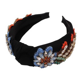 Rhinestone Crystal Hairband, Hair Hoop for Women, Embroidered Hair Band, Exquisite Hair Accessories (Black, One size)