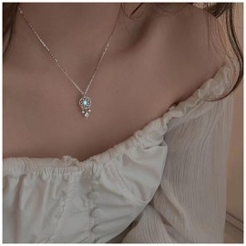 Iaceble Boho Dream Catcher Necklace Dream Catcher Pendant Necklace Nature Moonstone Necklace Teardrop Crystal Necklace Jewelry for Women and Girls