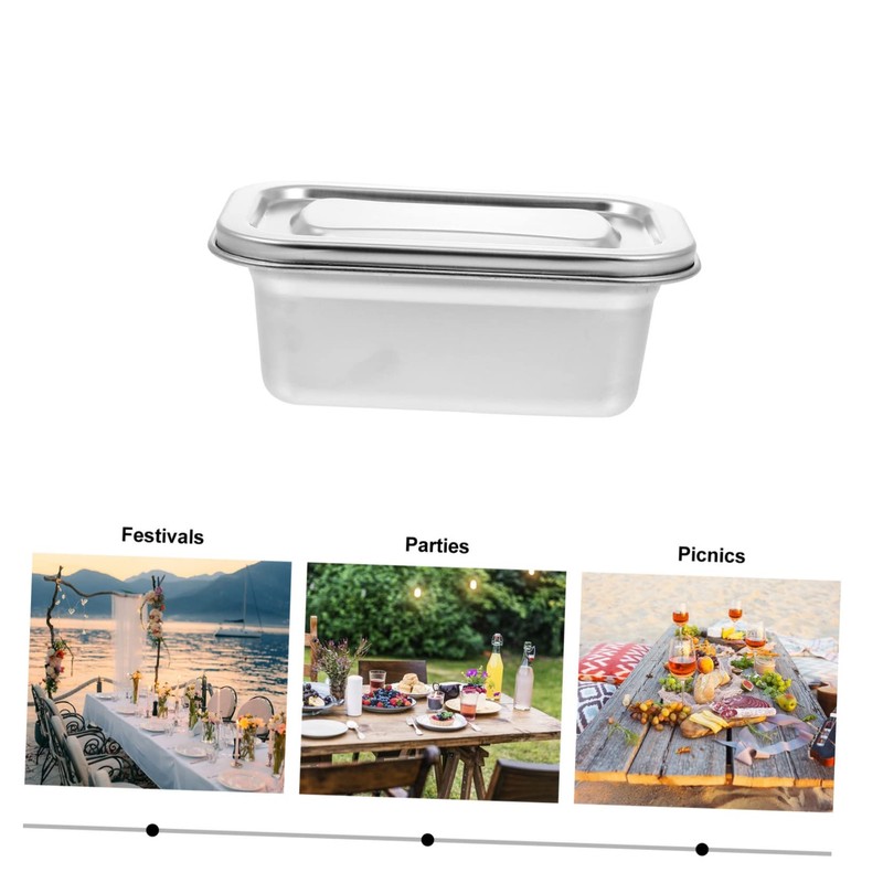 HOMSFOU Ice Cream Box, Stainless Steel Food Storage Container, 1.38L,