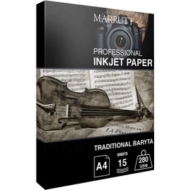 Marrutt 280gsm Traditional Baryta Hi-White Semi Gloss Inkjet Photo Paper: A4-15 Sheets