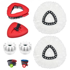 Mop Heads Replacements,Scrubber Mop Head,Mop Base and Pedal Bearing Replacement Combo Set for O-Cedar EasyWring 1-Tank System,Microfiber Mop Replace Head and Scrub Brush for Multi Surface Floor