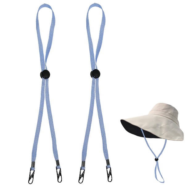 2Pcs Windproof Rope for Hat, Flexible Adjustable Hat Strap Removable