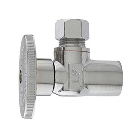 Plumb Pak PP20060LF Quarter Turn Angle Stop Valve, 1/2 X 3/8 in, Sweat X Compression, Brass, Chrome Plated, 1/2" x 3/8"