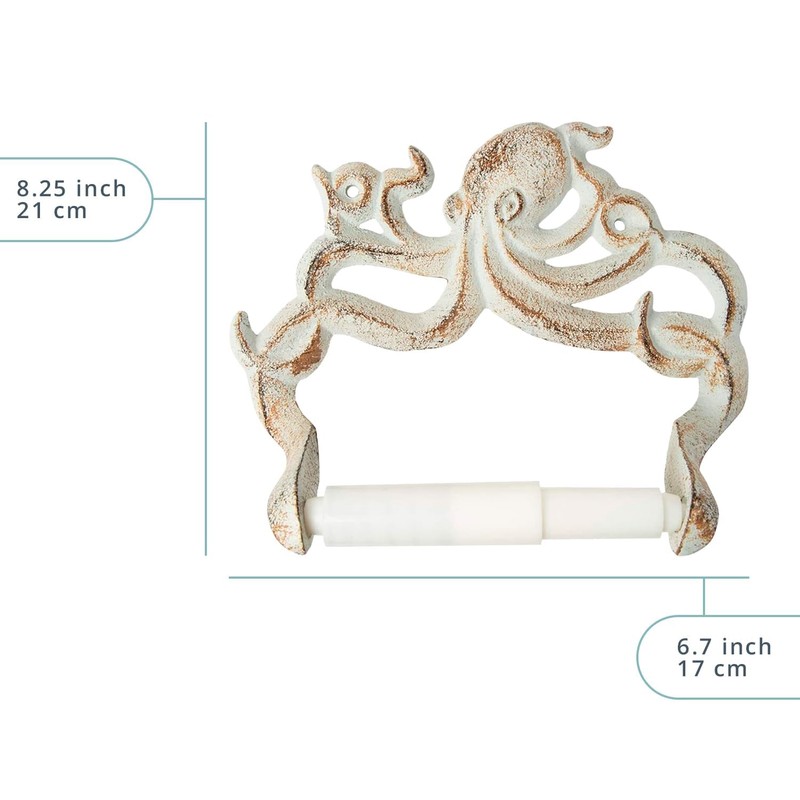 Decorative Cast Iron Octopus Toilet Paper Holder – Wall Mounted