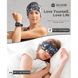 LOVE EYE Sleep Headphones Wireless Headband Headphones Bluetooth 5.4 for Side Sleeper Bluetooth Headband Earphones for Sports for tech Gadgets Gifts (Painting Black)