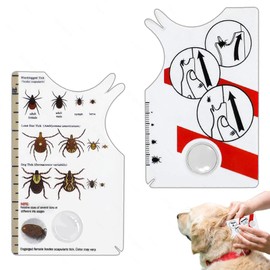 Avigers 1 Piece Tick Card with Magnifying Glass for Human, Children, Dog and Cat, Tick Card for People for Outdoor, Camping and Pets, Tick Card Gently Remove Ticks from Pet or People