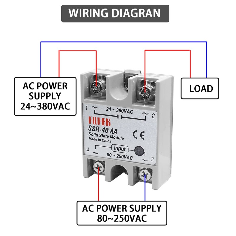 Aracombie Solid State Relay, SSR-40AA AC to AC, 80-250V to