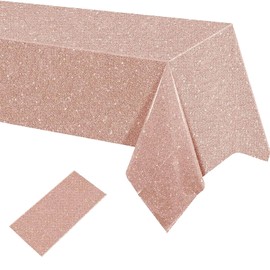 Kinwodon Pink Table Cloth Party, Glitter Diamonds Tablecloth Pink Birthday Decorations Table Cover Party Supplies for Outdoor Picnic Birthday Wedding Anniversary 54 x 108 Inch