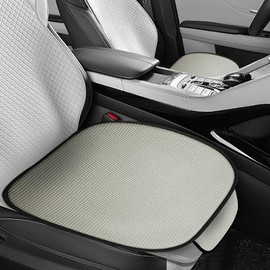 DUSCOKE 2PCS Breathable Car Seat Cover, Ice Silk & Anti-Slip Seat Protector with Storage Pocket, Ventilated Cooling Cushion Pad, Summer Auto Interior Accessories for SUV Truck (Grey)