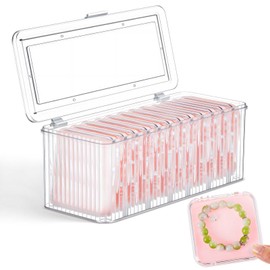 Threehoney 1 Pack Acrylic Bracelet Jewelry Storage Box with 12 Portable Anti Tarnish Organizers for Earrings/ring/necklace (Pink)
