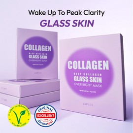 LAPCOS Deep Collagen Glass Skin Overnight Mask - Korean Skin Care Mask w/Rose PDRN, Vegan Collagen & Hydrogel Sheet - Hypoallergenic Firming Collagen Face Mask Sheets (4 ea, 1.23 oz)