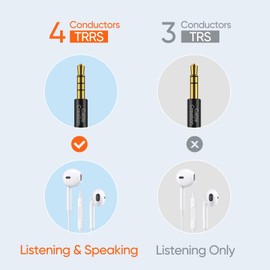 CableCreation 1.5Feet/0.45M 3.5mm TRRS Auxiliary Audio Cable 90 Degree Right Angle 4-Pole Stereo Auxiliary Cable 3.5mm Male to Male Aux Cable(Microphone Compatible)