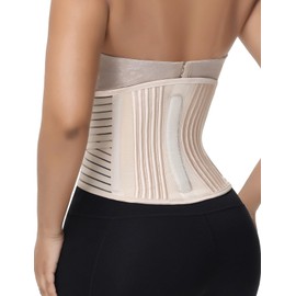 SHAPSHE Waist Trainer Belt for Women Back Support Postpartum Belly Band Workout Body Shaper with Adjustable Straps for Women/Men Beige