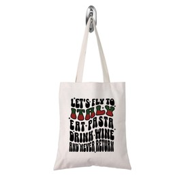 TSOTMO Italy Gift Adventure Italian Italy Travel Gift Italy Traveller Shopping Bag Italy Themed Gift for Mother (Italy EAT tote)