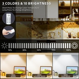 100 LED Under Cabinet Lights Wireless with Full Lighting,Rechargeable Closet Lights with Remote and Motion Sensor Indoor,Under Counter Light with CCT and Dimmable for Kitchen,Stair(5 Pack,11.8inch)