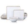 E-far Square Plates and Bowls Sets, 12-Piece Stoneware Dinnerware Sets