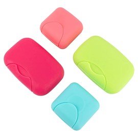 AUEAR, 4 Pack Candy Color Portable Soap Box Holder Plastic Soap Case Travel Soap Dish Container with Lid for Home Bathroom Hiking Outdoor (2 Small & 2 Large)