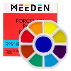 MEEDEN 18-Well Porcelain Artist Paint Palette, Mixing Art Ceramic Palette for Watercolor Gouache Acrylic Oil Painting, Rectangle 8 by 5-1/2-Inch - Size: 9 Wells