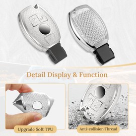 Coverforkeyfor Mercedes Key Fob Cover with Fashion Braided Keychain, Enchanting Diamond Patterns Soft Case for A C E G S Class CLA/K/S GL/A/C/E/K/S GT SL/C/K/S (White, A)