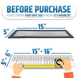 Powerful Magnetic Vent Screen Mesh Covers (3-Pack) That Will Never Move or Fall - for Floor, Wall & Ceiling Registers of Width 5" to 6", Length 15" to 16" - Super Strong Neodymium Magnets | Black