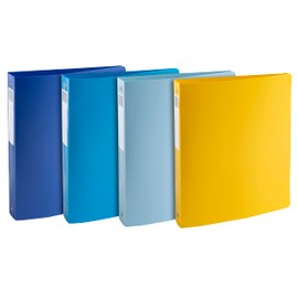 Exacompta - Ref. 51140E - Set of 4 Bee Blue semi-rigid binders - 4 round rings 30 mm diameter - 40 mm spine - external dimensions 32 x 26.8 cm - A4 maxi file format - assorted colors