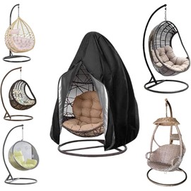 COMVASTARS Outdoor Hanging Chair Cover, Swing Egg Chair Cover, Hanging Chair, Outdoor Hanging Chair Frame, Anti-Dust with Zip, 420D Oxford Fabric, Porch, 115 x 190 cm, Black