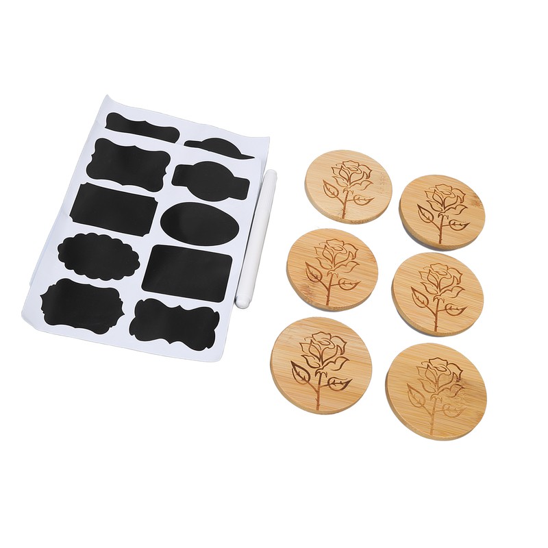 6Pcs Jar Wood Lid Set Easy to Clean Storage Jar