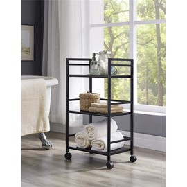 Utility Cart Rolling Storage Art Craft Organizer on Wheels Rolling Storage Cart, Trolley Utility Cart with Wheels, Easy Assembly Organizer Storage Cart for Bathroom Kitchen Office Bedroom Black