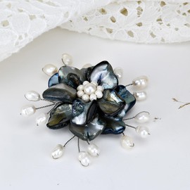 AeraVida Stunning Flower of the Ocean Seashell and Cultured Freshwater Pearl Floral Brooch Pin | Handmade Brooch for Women | Brooch for Women | Bride Bridesmaid Wedding Brooch or Pin | Wedding Brooch