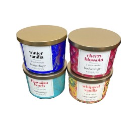 Bodycology LOT OF 4 -Bodycology  3-Wick Candle 14.5oz 411g Jar Candle ~ Brand New ~