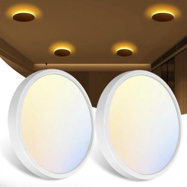 zemty 7 Inch LED Ceiling Light with Night Light 1800K, 2 Pack 3000K/4000K/6500K Ceiling Light Fixtures, Low Profile Ceiling Lighting for Bedroom Living Room Kitchen-White(No Remote)