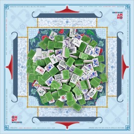 Modern Luxury American Mahjong Set 160PCS 32mm 4-Layer Engraved Acrylic Tiles with Blue Red Peony Mat  4-Player GameColor: Blue Mahjong Bag Set