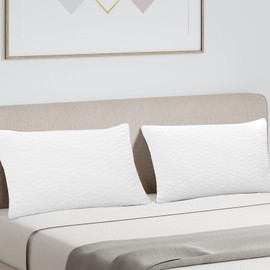 Cooling Pillows, Memory Foam Pillows with Zipper, Adjustable Firmness for Sleeping Cool Cold Pillow to Hot, Side, Back and Stomach Sleepers,White (Standard, Count, 1)