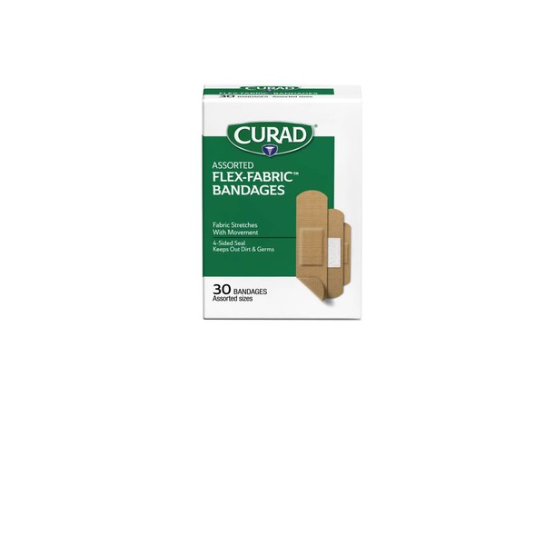 Curad Flex-Fabric Adhesive Bandages, Assorted Sizes, 30 Count