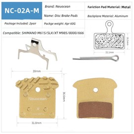 2 Pairs of Disc Brake Pads with Cooling Fin, Metal Bicycle Brake Pads for Shimano XTR/DEORE XT/SLX/DEORE/ALFINE