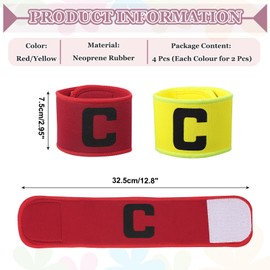 YELARXI Soccer Captain, Soccer Captain Armbands Elastic Adjustable Leader Armband Team Sport Protective Arm Badge Band for Adult Youth Soccer Volleyball Team Training (2 Pack, Yellow/Red)