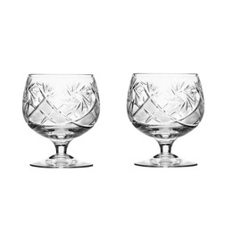 Set of 2 Russian Cut Crystal Brandy Snifter Glasses 11-oz, Old Fashioned Vintage Glassware (Brandy Snifter)