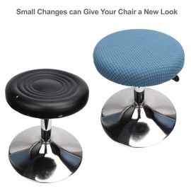 HuaLiSiJi Hockerbezug Rund 30-40cm Bezug Hocker Rund Elastischer Hocker Rundbezug, Waschbar Pflegeleicht Weich und Langlebig,für Runde Oder Quadratische Hocke (1 Stück Blau)