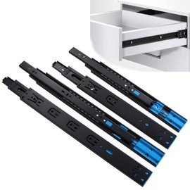 Full Extension Ball Bearing Drawer Slides, Soft Close Drawer Slides, Cabinet Drawer Runners, 10 in - 20 in (1 Pair-Black, 10 Inch)