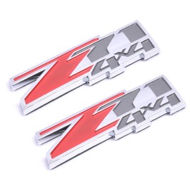 Aimoll 2pcs Z71 4x4 Emblems Badges, 3D ABS Decal Emblems for Chevy GMC Silverado (Chrome Red)