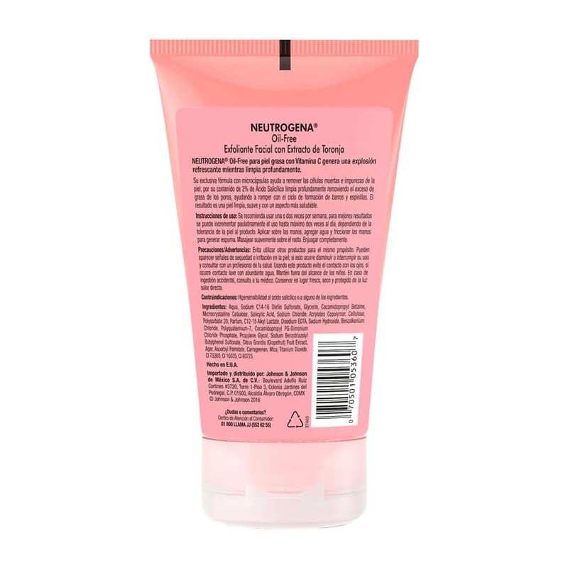 Neutrogena Exfoliante Facial Oil free Toronja Ácido Salicílico 124 ml
