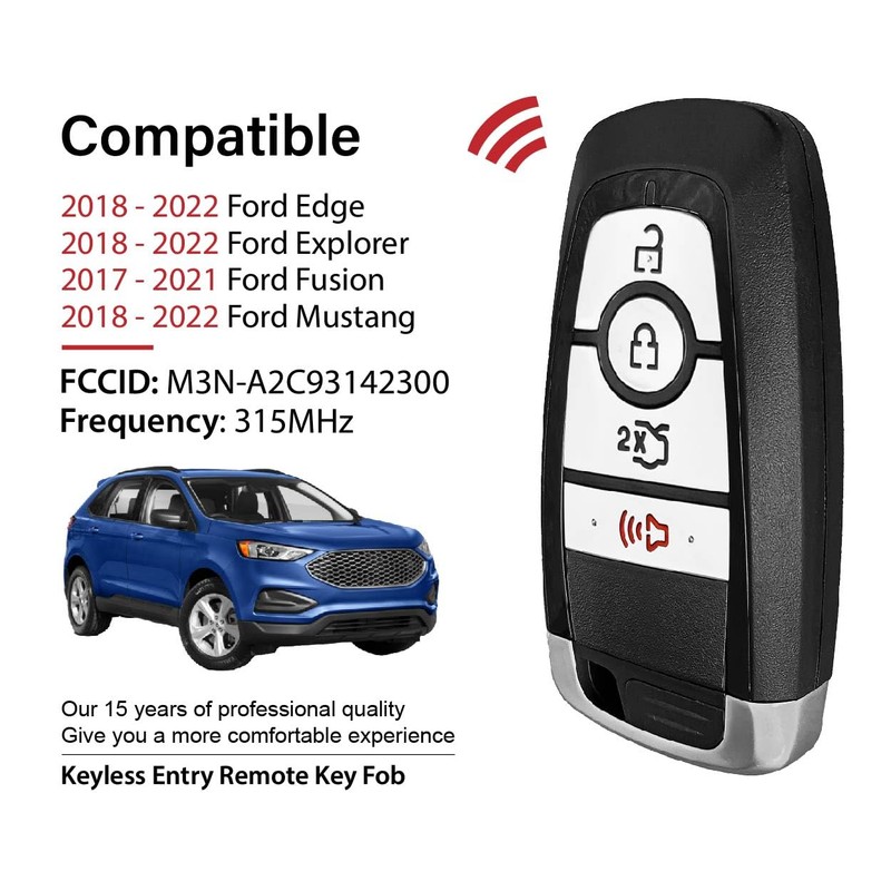 2 Keylessbest Replacement for Ford Edge Explorer Fusion Mustang Key
