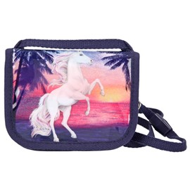 Depesche 10586 Miss Melody Neck Pouch with Dreamlike Horse Motif, Adjustable Neck Strap, Key Ring and Various Compartments, Approx. 10 x 13 x 2 cm, multicoloured, Modern