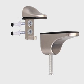 Pack of 4 Adjustable Glass Shelf Brackets, Glass Shelf Brackets, Wall Mount for Glass Shelves, Suitable for Display Cabinets, Opening and Closing Glass (Silver)