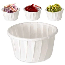 Paper Sauce Pots Portion Pot Ramekin Soufflé Dips Containers Disposable Round Deli 2oz (Pack of 500) (2oz)