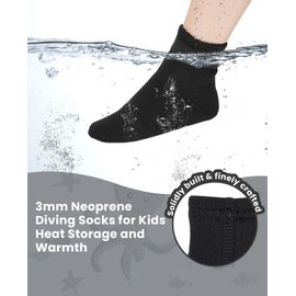Gogokids Children's Neoprene Socks, 3 mm, Warm Diving Socks, Non-Slip Swimming Socks, with Velcro Fastening, Beach Volleyball Socks for Snorkelling, Surfing, Beach Volleyball, Beach
