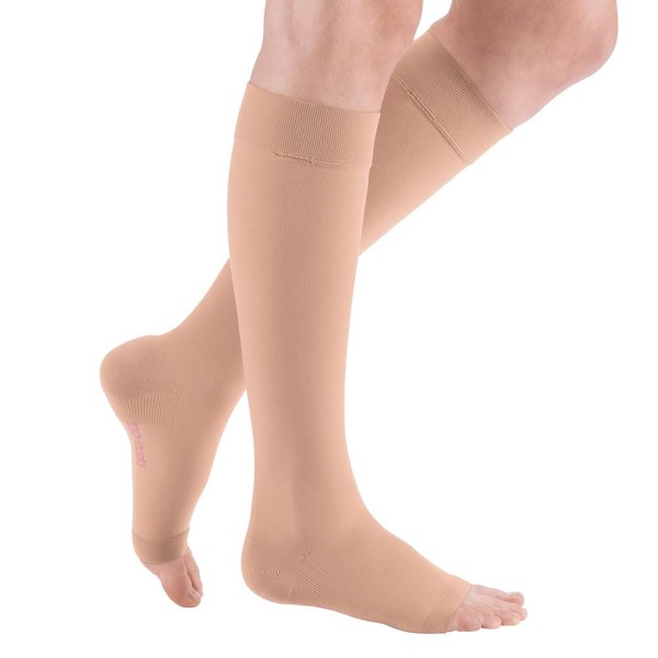 medi mediven plus knee socks without lace unisex compression stockings CCL2 for men and women, beige